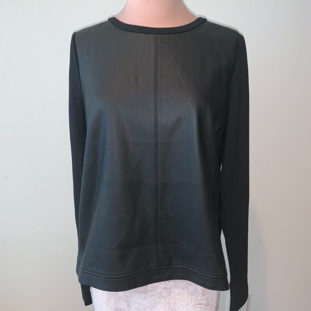 Banana Republic Mixed Leather Black Long Sleeve